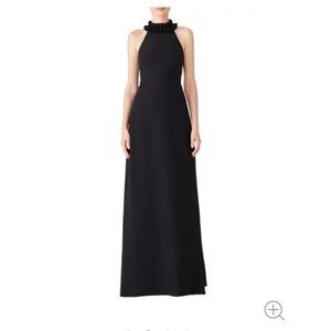 Trina Turk ruffle neck black evening gown size 8